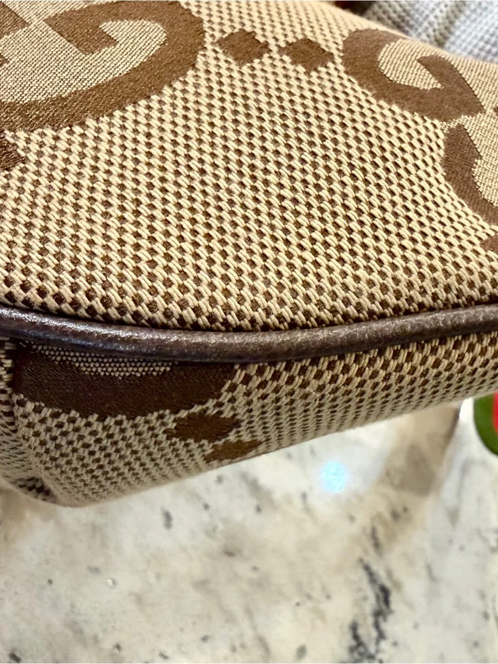 Gucci Brown/Beige GG Canvas Waist Bag with Green-Red Web Strap